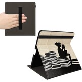 kwmobile e-reader hoesje compatibel met Amazon Kindle Scribe (2024) - Kunstleren ereader cover met stand - Meisje met boeken in zwart/beige
