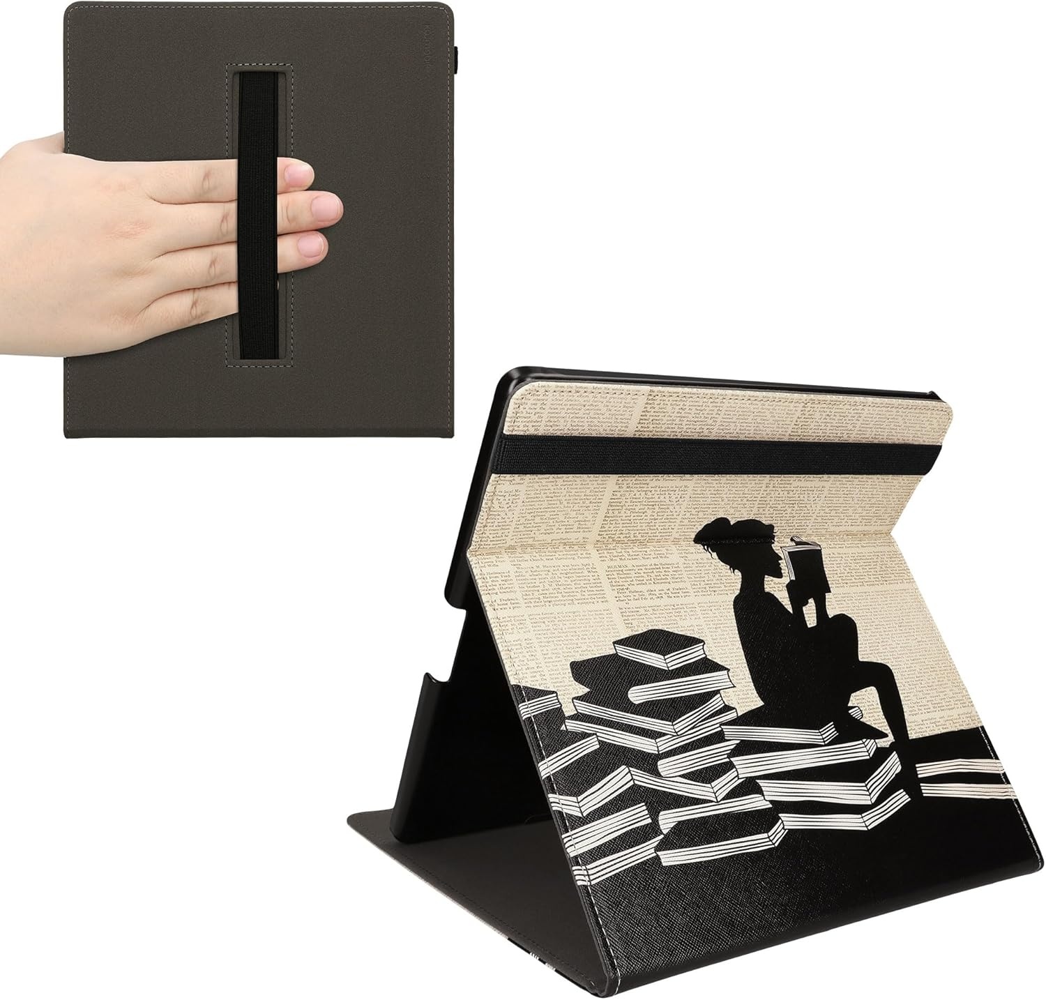 E-reader hoes voor Amazon Kindle Scribe (2024) - Kunstleer Zwart/Beige - 55% Korting