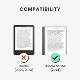 kwmobile e-reader hoesje compatibel met Amazon Kindle Scribe (2024) - Kunstleren ereader cover met stand - Meisje met boeken in zwart/beige