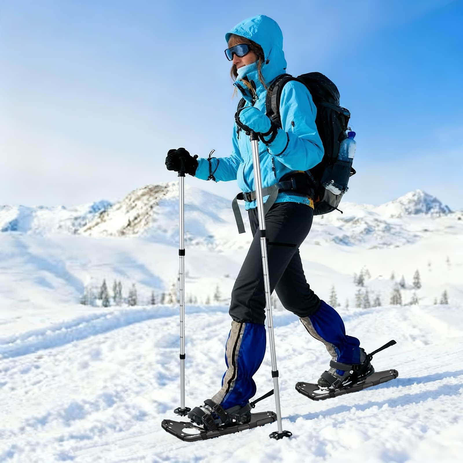 vidaXL 3 in 1 sneeuwschoenen met wandelschoenen Zwart 21 inches