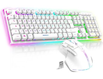 SPIRIT OF GAMER x MK600 | Set draadloze muis toetsenbord wit oplaadbaar RGB | Layout AZERTY Frans achtergrondverlichting | Gaming Keyboard Semi Mecanique | Draadloze muis 4800 DPI | PS4/PS5, PC, Xbox