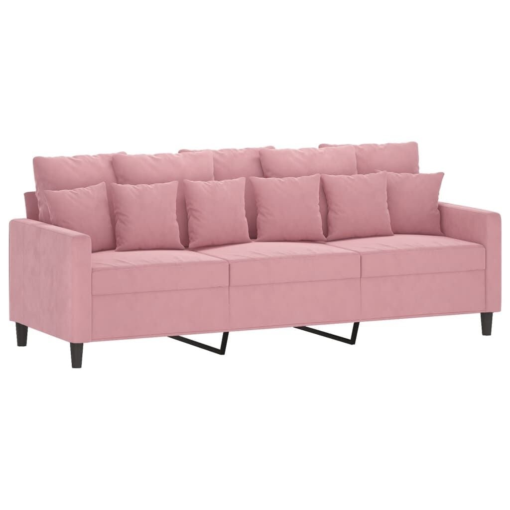 vidaXL Driezitsbank 180 cm fluweel roze