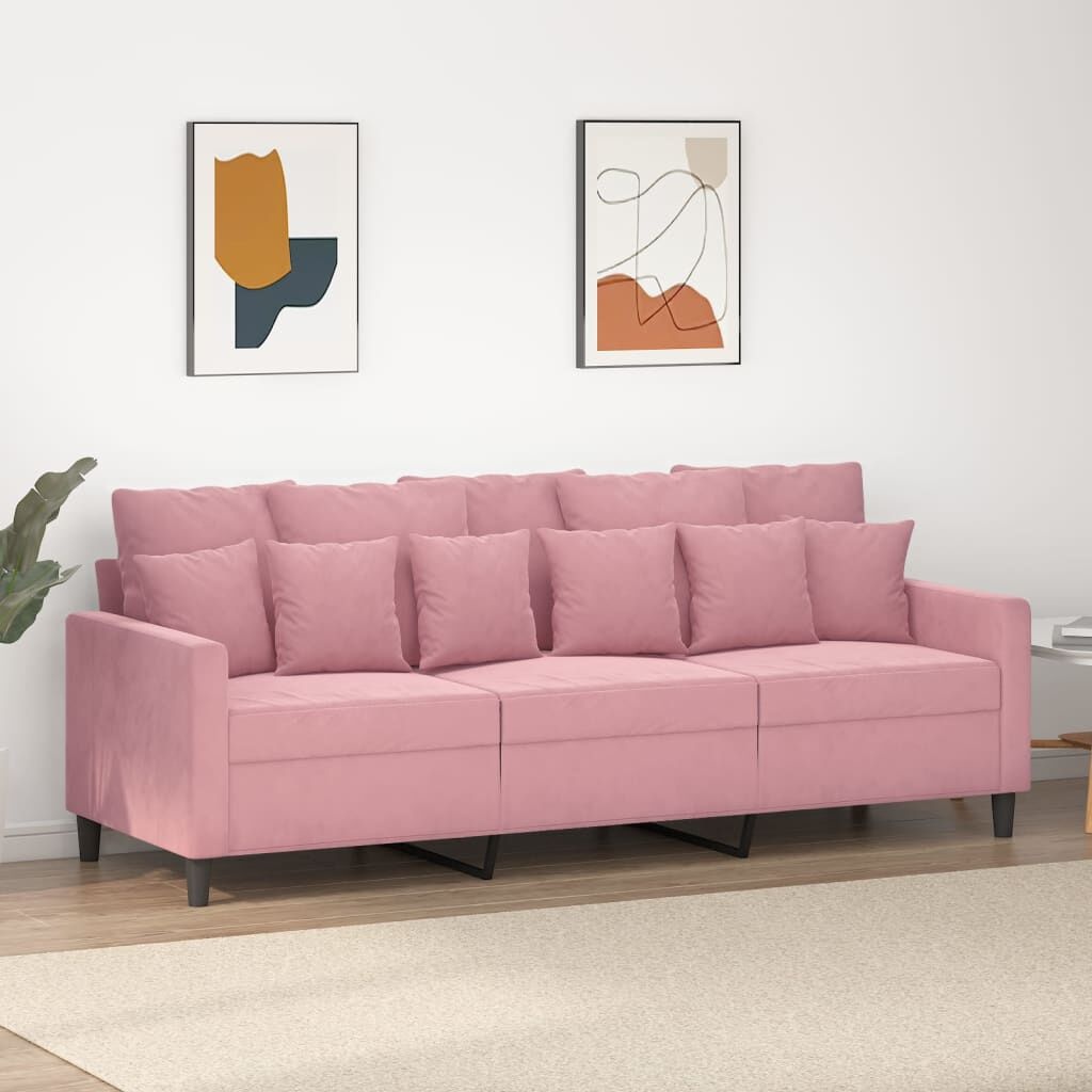 vidaXL Driezitsbank 180 cm fluweel roze