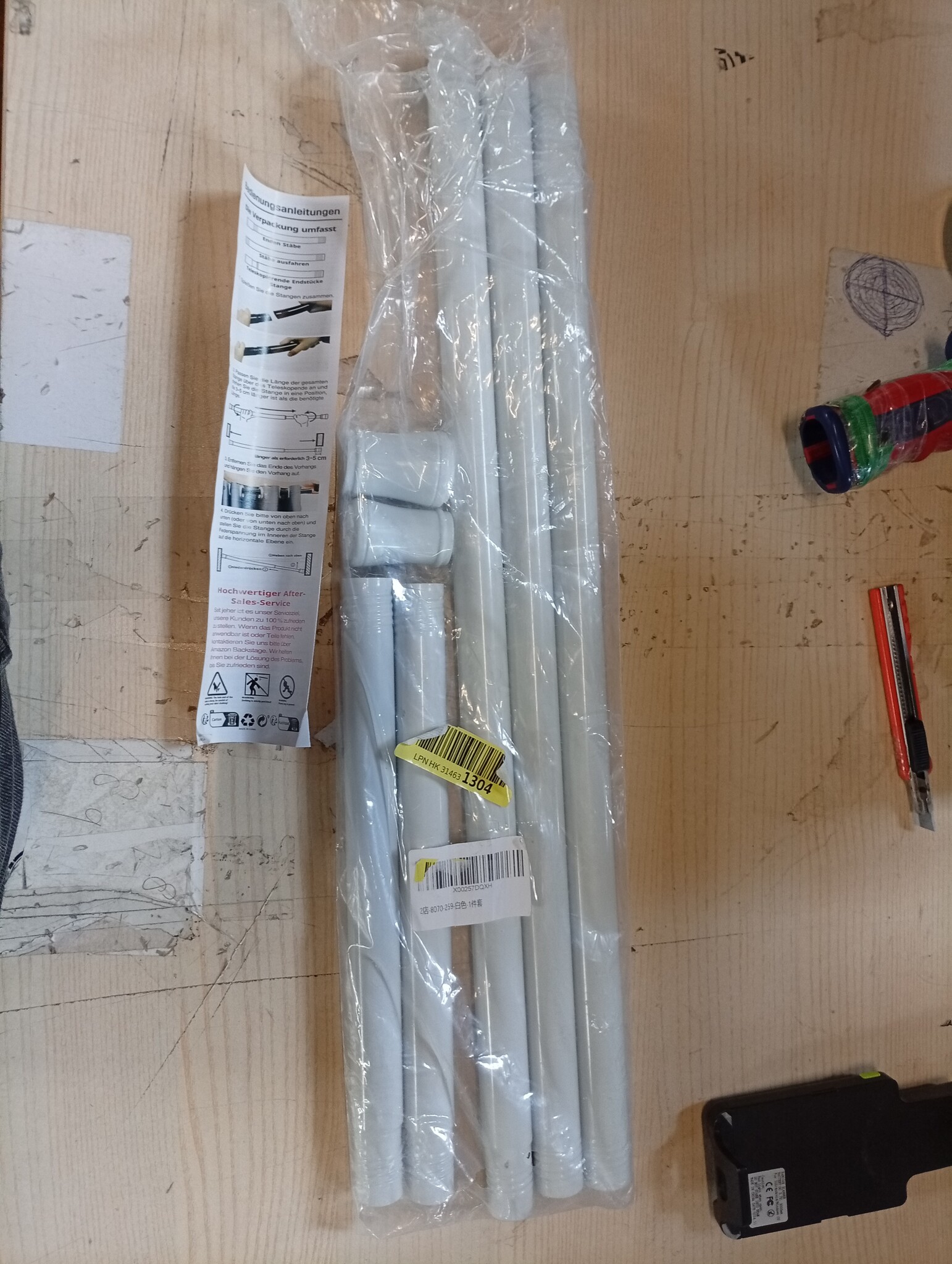 WELDUN 2-delige gordijnroede om te klemmen, 3-in-1 spanstang zonder boren, diameter 13 mm, telescoopstang om te klemmen voor ramen, kledingkast, keuken en boekenkast, 70-100 cm