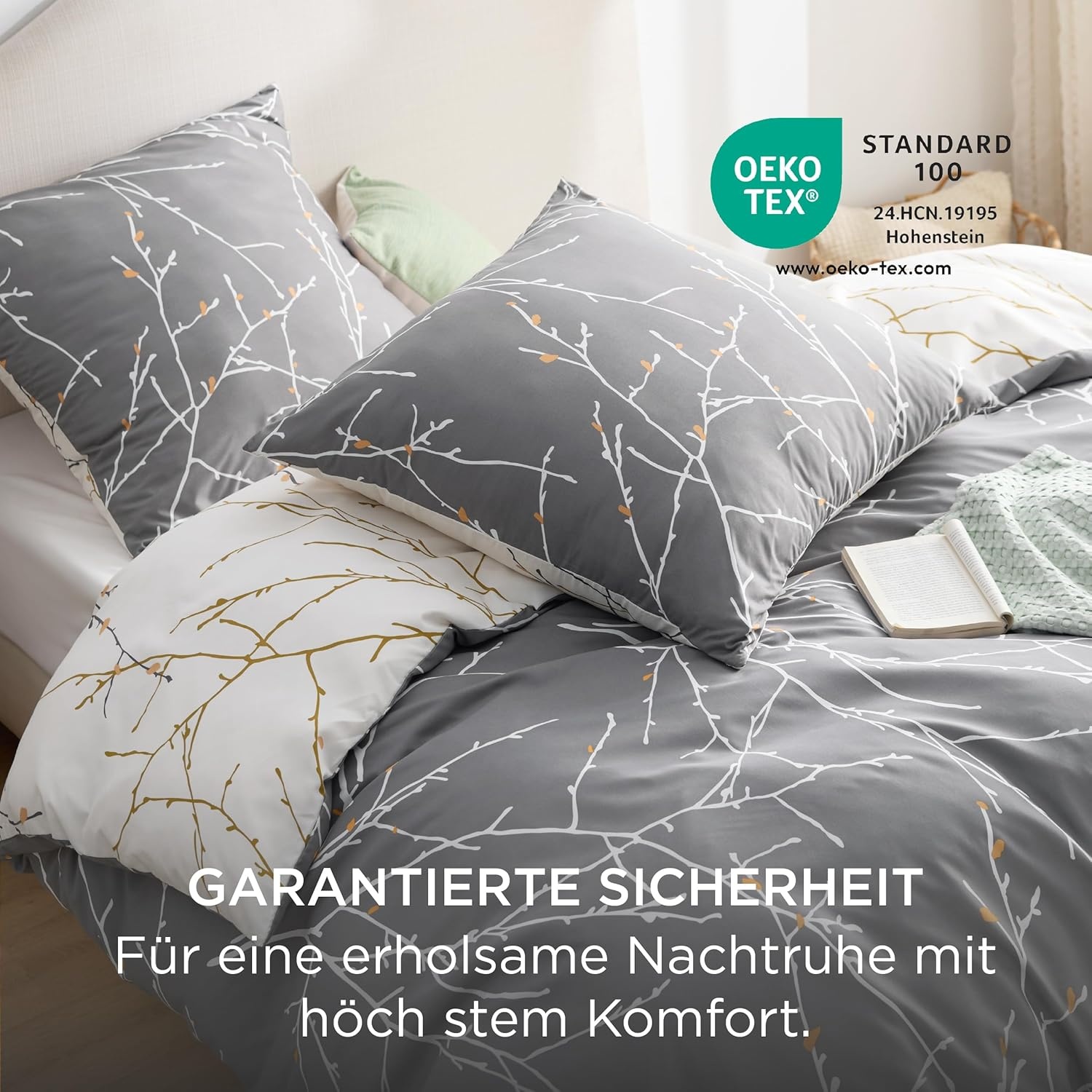 Dekbedovertrekset Grijs Takken 155x220 cm Microvezel - 41% Korting