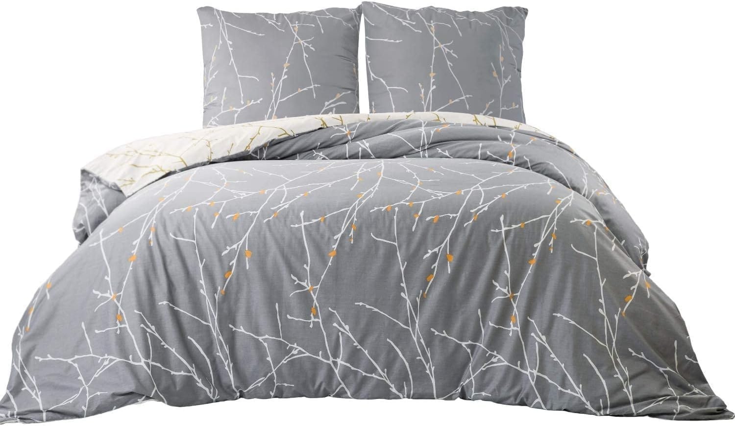 Dekbedovertrekset Grijs Takken 155x220 cm Microvezel - 41% Korting