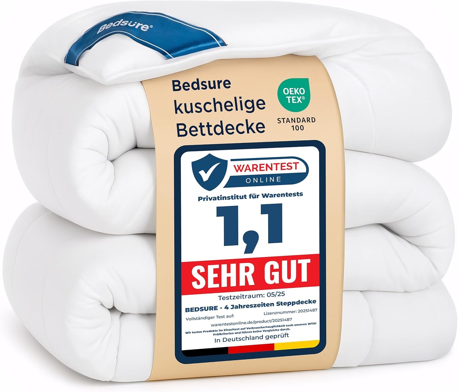 BEDSURE Dekbed 200x200 4 Seizoenen - Dekbedden 200x200cm Oeko-TEX Gecertificeerd - 300GSM Zachte Warme Duvet Slaapdeken voor Allergiepatiënten, Wit