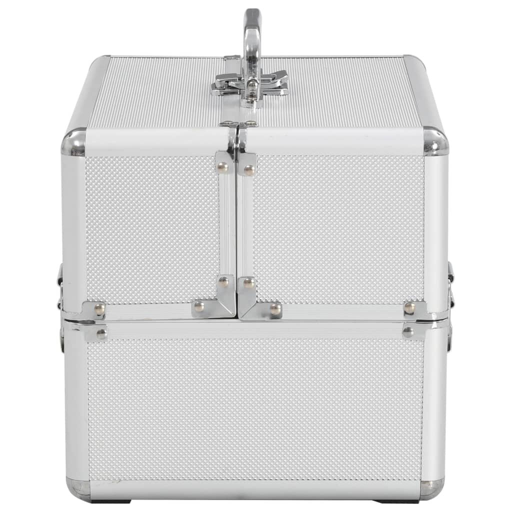 vidaXL Make-up koffer 22x30x21 cm aluminium zilverkleurig