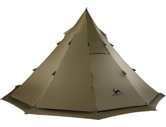 TOMOUNT Tipi, nylon indianentent, hoge noktent voor 6 personen, piramidetent met ovengat voor tentkachel 4 jaar, campingtent voor outdoor, kamperen, wandelen, trekking