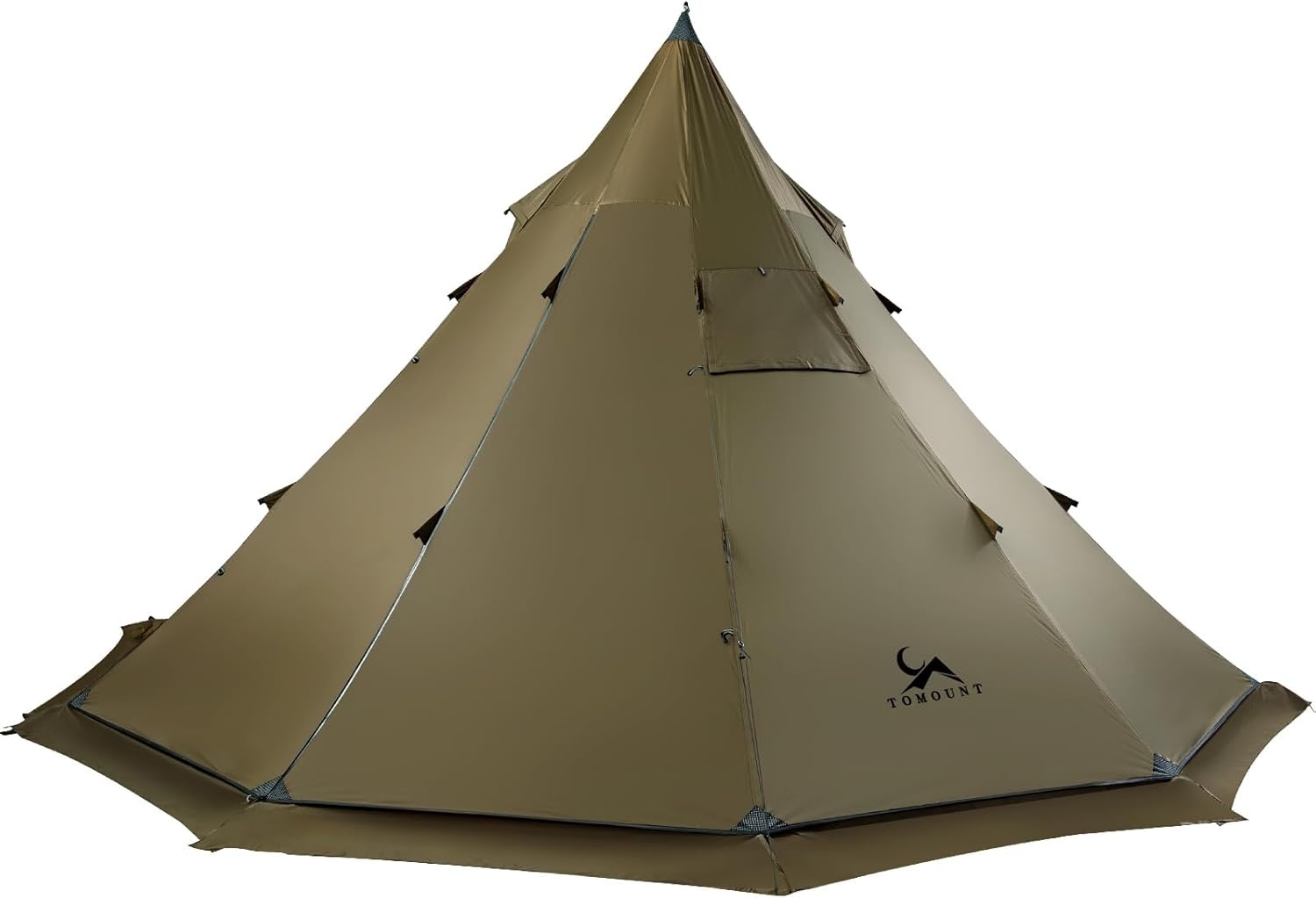 TOMOUNT Tipi, nylon indianentent, hoge noktent voor 6 personen, piramidetent met ovengat voor tentkachel 4 jaar, campingtent voor outdoor, kamperen, wandelen, trekking