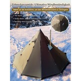 TOMOUNT Tipi, nylon indianentent, hoge noktent voor 6 personen, piramidetent met ovengat voor tentkachel 4 jaar, campingtent voor outdoor, kamperen, wandelen, trekking