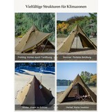 TOMOUNT Tipi, nylon indianentent, hoge noktent voor 6 personen, piramidetent met ovengat voor tentkachel 4 jaar, campingtent voor outdoor, kamperen, wandelen, trekking