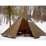 TOMOUNT Tipi, nylon indianentent, hoge noktent voor 6 personen, piramidetent met ovengat voor tentkachel 4 jaar, campingtent voor outdoor, kamperen, wandelen, trekking