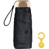 Vicloon Zakparaplu Ultralicht, Mini-Paraplu Met 6 Roestvrijstalen Ribben, Compacte, Opvouwbare UV-paraplu Voor Volwassenen en Kinderen, Licht Compact, Stabiel, Zwart, 190g