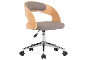 Ergonomische Kantoorstoel: Gebogen Hout & Stof (Taupe) - 47% Korting!