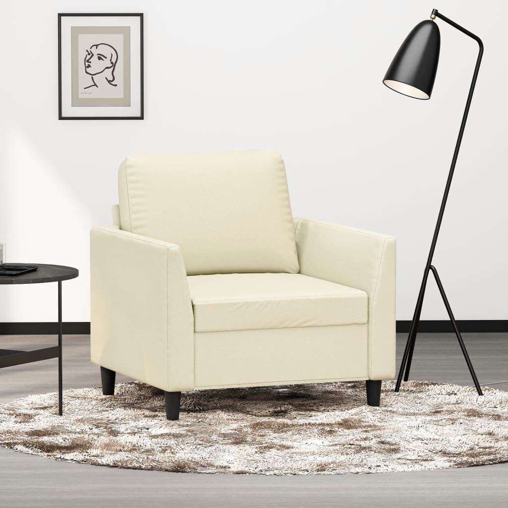 vidaXL Fauteuil 60 cm kunstleer crèmekleurig