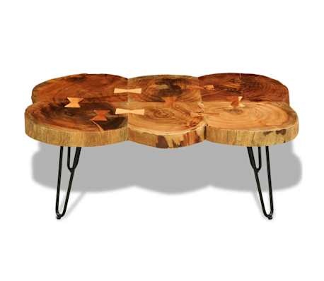 vidaXL Salontafel met 6 boomstammen 35 cm massief sheeshamhout