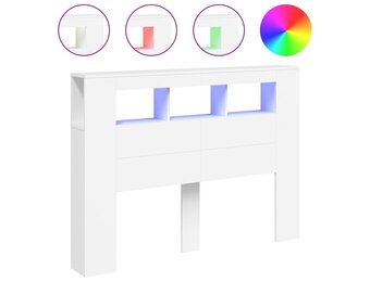 vidaXL Hoofdeinde met LED 140x18,5x103,5 cm bewerkt hout wit