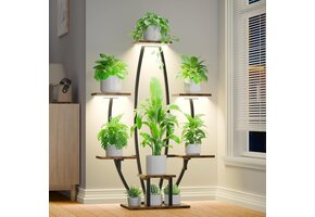 7-laags Plantenstandaard met Kweeklampen | 119 cm | Metaal | Zwart | 47% Korting