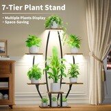 Plantenstandaard voor binnen met kweeklampen - 7 gelaagde grote plantenplank voor binnen, 47 inch hoekplantenstandaards voor kamerplanten, meervoudig, matel-plantenrek, bloemenhouder, staande display