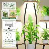 Plantenstandaard voor binnen met kweeklampen - 7 gelaagde grote plantenplank voor binnen, 47 inch hoekplantenstandaards voor kamerplanten, meervoudig, matel-plantenrek, bloemenhouder, staande display
