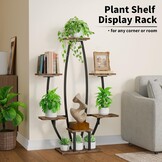 Plantenstandaard voor binnen met kweeklampen - 7 gelaagde grote plantenplank voor binnen, 47 inch hoekplantenstandaards voor kamerplanten, meervoudig, matel-plantenrek, bloemenhouder, staande display