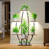 Plantenstandaard voor binnen met kweeklampen - 7 gelaagde grote plantenplank voor binnen, 47 inch hoekplantenstandaards voor kamerplanten, meervoudig, matel-plantenrek, bloemenhouder, staande display