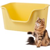 Vealind Kattenbak met hoge zijden en lage ingang 100% lekbestendig anti-spat open top kattenbak kattenbak voor kittens