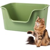 Vealind Kattenbak met hoge zijden en lage ingang 100% lekbestendig anti-spat open top kattenbak kattenbak voor kittens