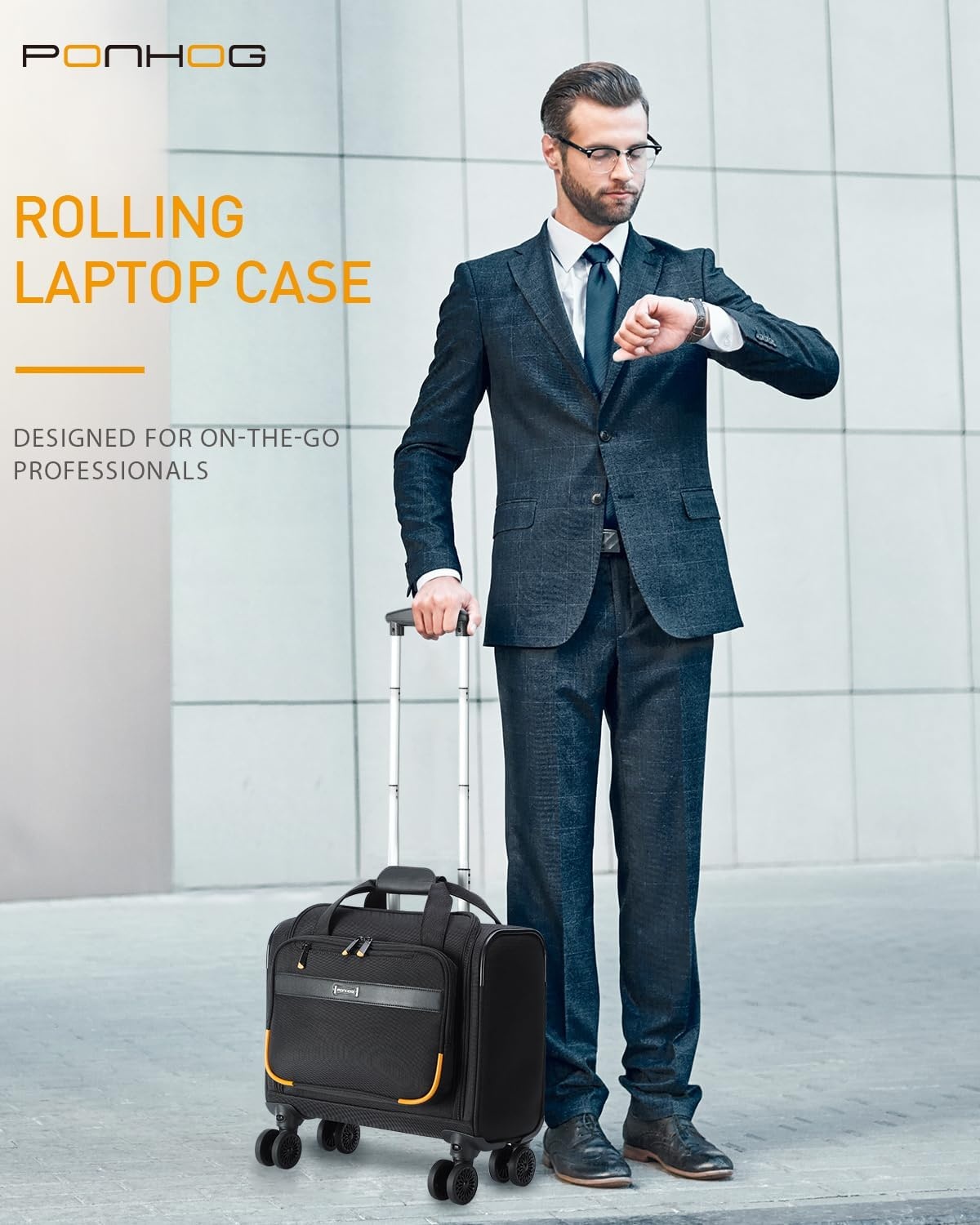 Ponhog Zakelijke Trolley Laptoptas 14 inch met 4 Wielen