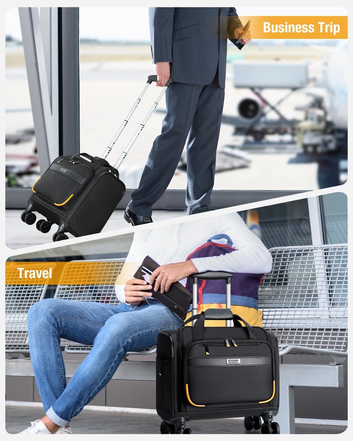 Ponhog Zakelijke Trolley Laptoptas 14 inch met 4 Wielen