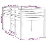 vidaXL Hoogslaper massief grenenhout 90x190 cm