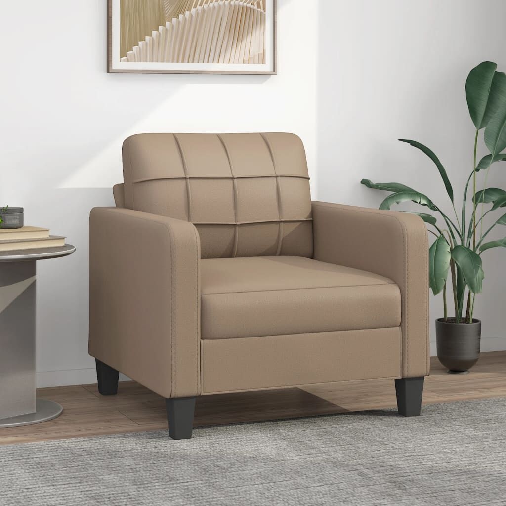 Fauteuil van Kunstleer in Cappuccinokleur - 60 cm Breed - 41% Korting