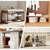 WELDUN Gordijnstang, 2 stuks, 3-in-1 zonder boren, spanstang, veerstang, 13 mm, voor ramen, kledingkast, boekenkast, 42-75 mm
