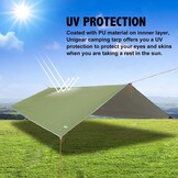 Unigear Tarp Waterdichte Tentzeil 4.4 x 4.4 m Legergroen - Camping & Outdoor