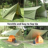 Unigear Tarp Waterdichte Tentzeil 4.4 x 4.4 m Legergroen - Camping & Outdoor