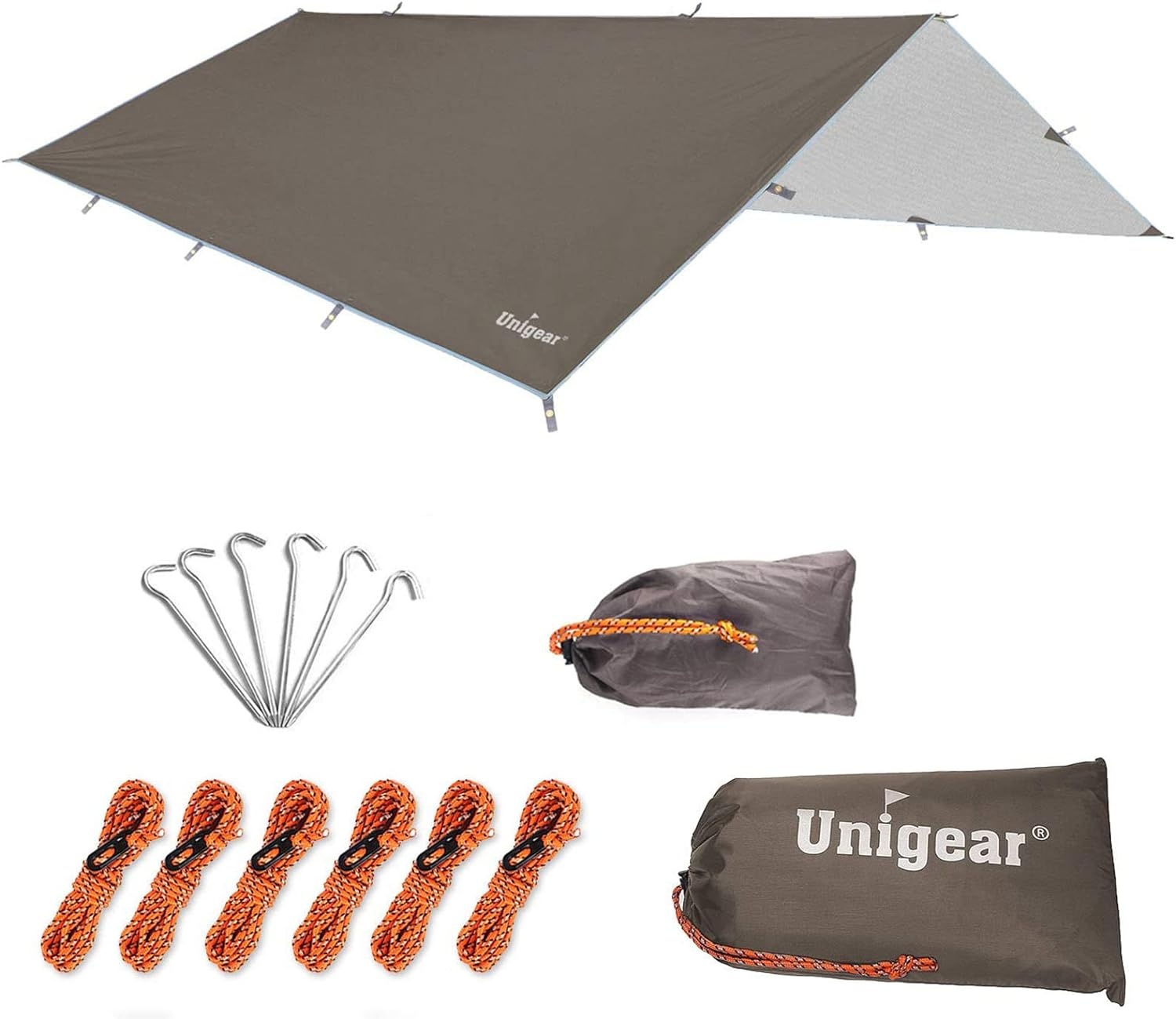 Unigear Tarp Waterdichte Tentzeil 4.4 x 4.4 m Legergroen - Camping & Outdoor