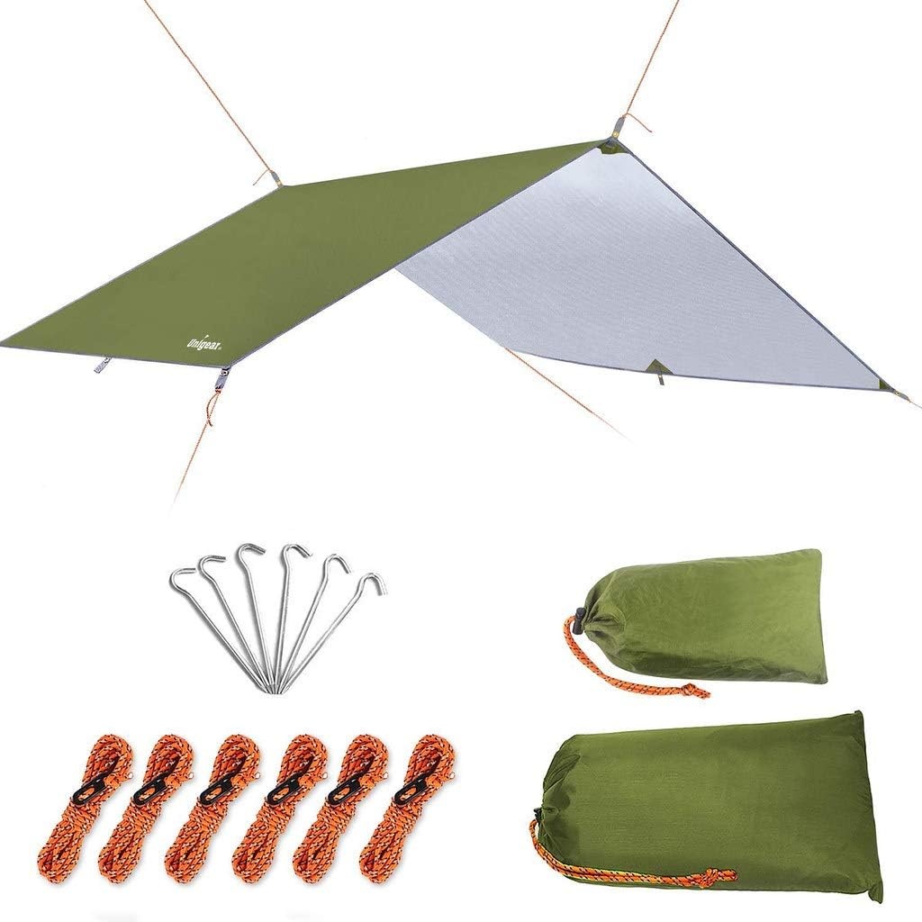 Unigear Tarp Waterdichte Tentzeil 4.4 x 4.4 m Legergroen - Camping & Outdoor
