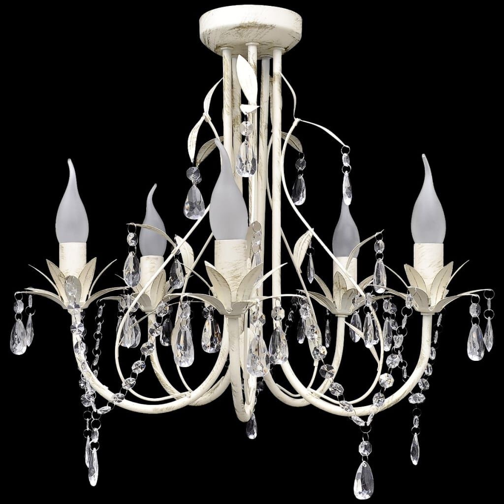 Kristallen Kroonluchter Wit Design (5 Lampen) met 85% Korting