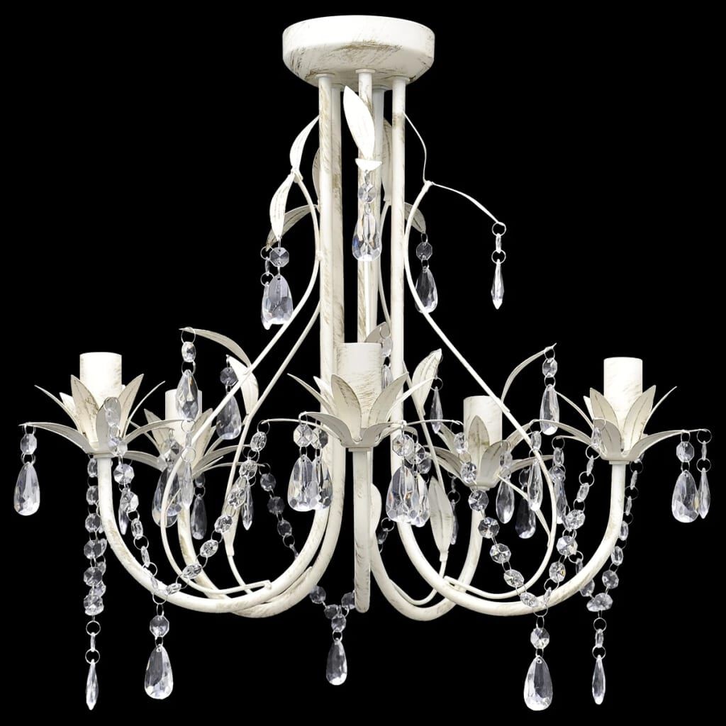 Kristallen Kroonluchter Wit Design (5 Lampen) met 85% Korting