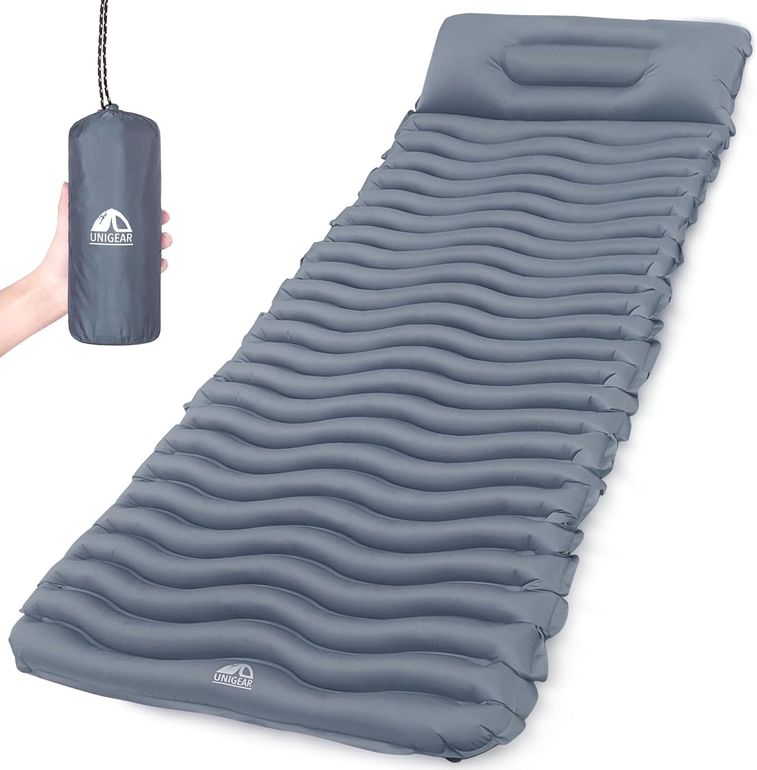 Unigear Camping Isomatte, Opblaasbare luchtmatras camping, slaapmat voor buiten, vochtbestendig, waterdicht en antislip, MULTI-WAY