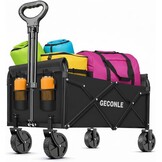 GECONLE Opvouwbare Transportkar met Wielen, 100L, Zwart