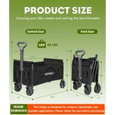 GECONLE Opvouwbare Transportkar met Wielen, 100L, Zwart