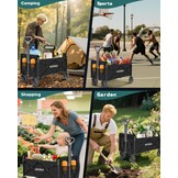 GECONLE Opvouwbare Transportkar met Wielen, 100L, Zwart