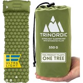 TRINORDIC Ultralichte Opblaasbare Camping Mat met Kussen - Enkele Luchtmatras voor Ruimtebesparend Comfort - Duurzame, Lichtgewicht Campinguitrusting voor Outdoor Avonturen - Bosgroen