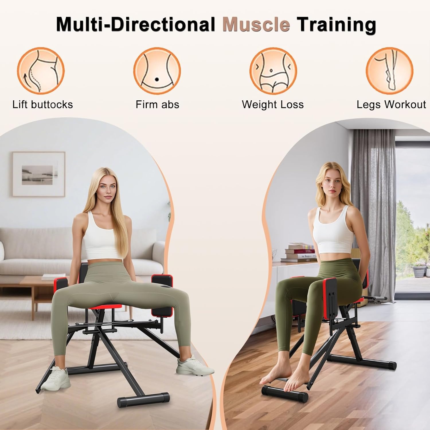 Heup Abductor Machine voor Thuis, Bilspier Trainer met Weerstandsband, Compact voor Dijen en Billen Training, Instelbare Weerstand, Voor Vrouwen en Mannen