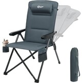 Portal Campingstoel, opvouwbaar, in 3 standen verstelbaar, 160 kg belastbaar, hoge rugleuning, camping, visstoel, tuinstoel, ligstoel van aluminium, voor tuin, balkon, picknick