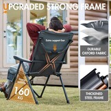Portal Campingstoel, opvouwbaar, in 3 standen verstelbaar, 160 kg belastbaar, hoge rugleuning, camping, visstoel, tuinstoel, ligstoel van aluminium, voor tuin, balkon, picknick