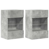 vidaXL Tv-wandmeubels met LED 2 st 40x30x60,5 cm betongrijs