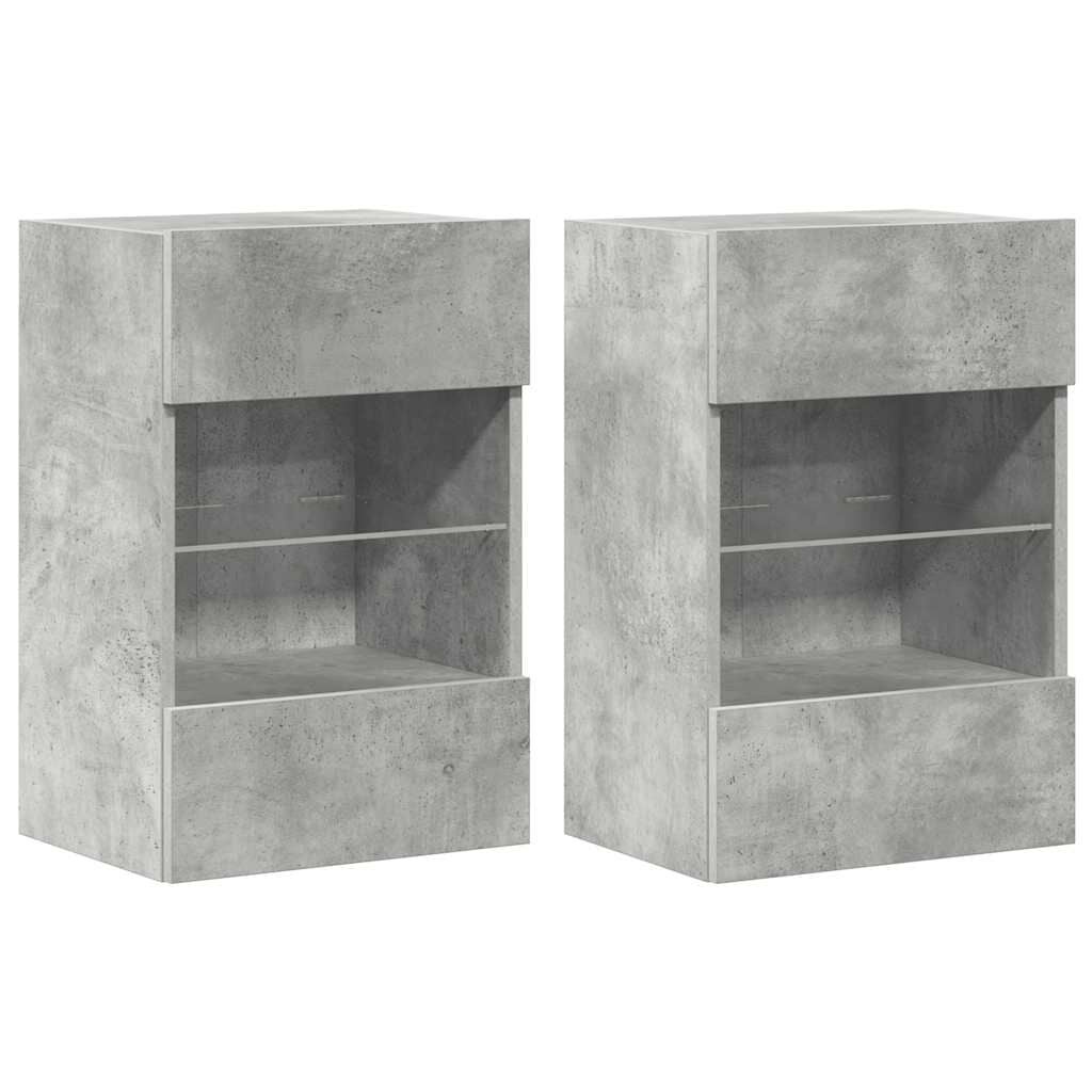 vidaXL Tv-wandmeubels met LED 2 st 40x30x60,5 cm betongrijs